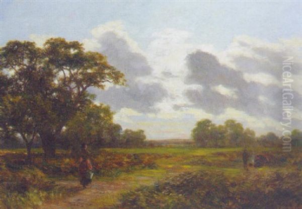 An Autumn Afternoon, Richmond Park Oil Painting by Charles Edward Johnson