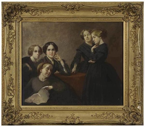 Group With Mrs Oil Painting by Eastman Johnson