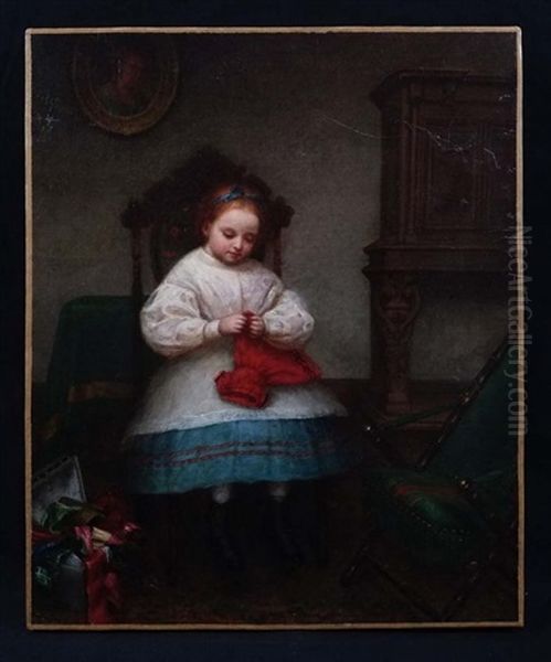 Girl, Room, Doll, Dress Oil Painting by Eastman Johnson