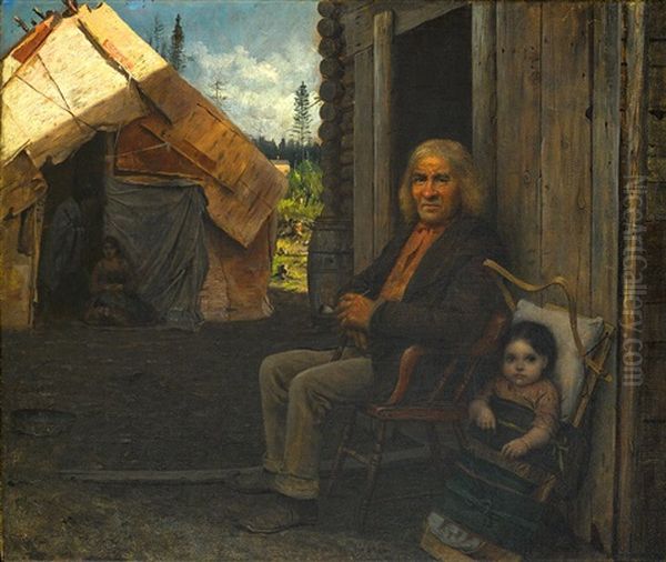 Indian Family Oil Painting by Eastman Johnson