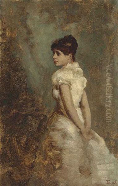 Lady In Yellow (edwina Booth) Oil Painting by Eastman Johnson