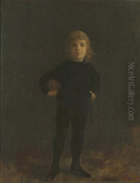 Master Trask (holding A Football) Oil Painting by Eastman Johnson