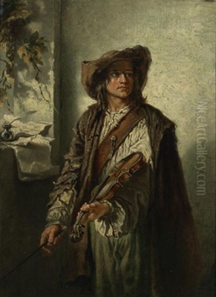 The Violin Player (savoyard Fiddler) Oil Painting by Eastman Johnson