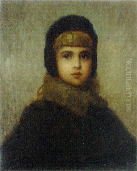 Girl In A Black Bonnet Oil Painting by Eastman Johnson