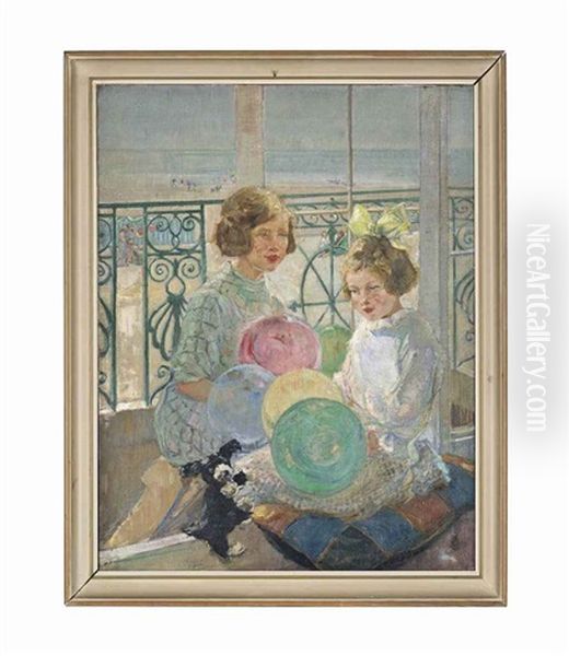 Playmates Oil Painting by Ernest Borough Johnson