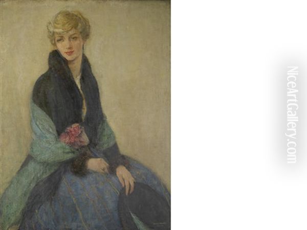 Portrait Of A Lady Oil Painting by Ernest Borough Johnson