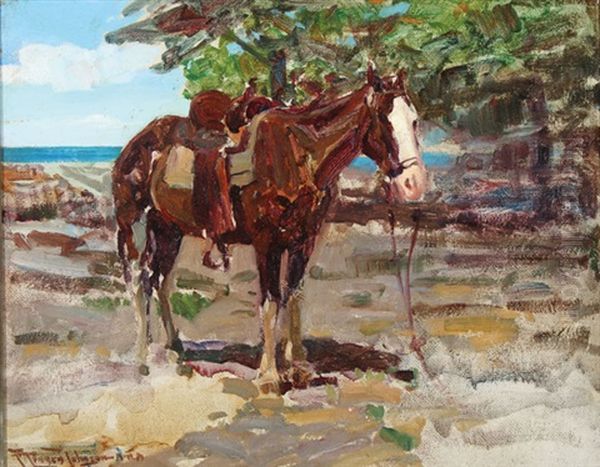 Blazed Faced Pony Oil Painting by Frank Tenney Johnson