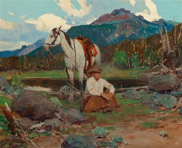 The Forest Ranger, Alhambra, California Oil Painting by Frank Tenney Johnson