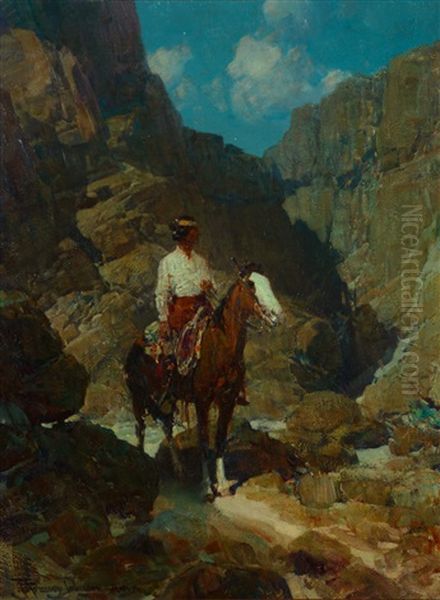 Navajo Scout Oil Painting by Frank Tenney Johnson