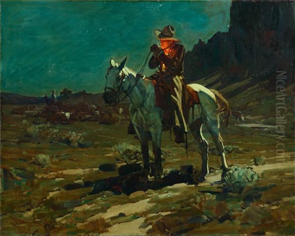 Night Time In Wyoming Oil Painting by Frank Tenney Johnson