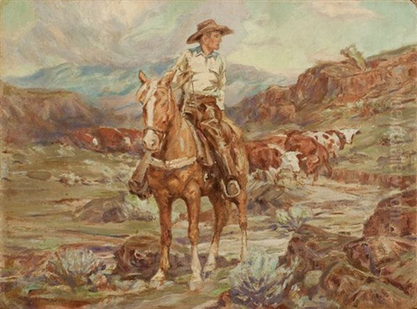 On Lonely Bedding Grounds Oil Painting by Frank Tenney Johnson