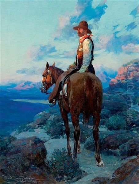 The Rustler Oil Painting by Frank Tenney Johnson