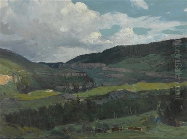 Wyoming Landscape, Near Rimrock Ranch Oil Painting by Frank Tenney Johnson