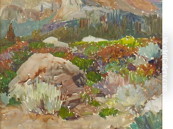 Spring Scene With Blooming Flowers by Frank Tenney Johnson