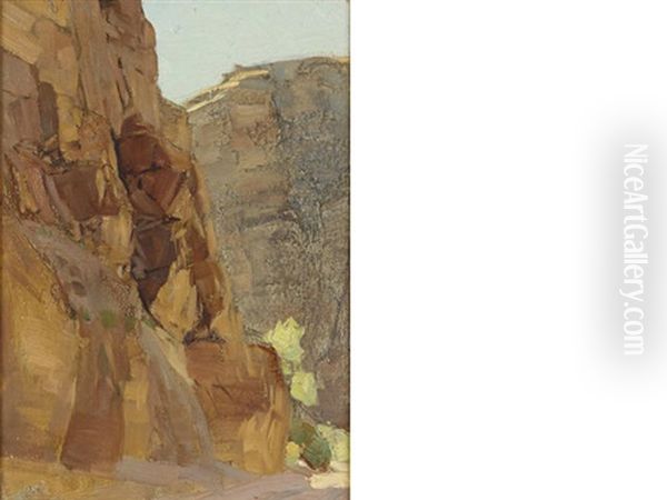 A Rocky Southwest Landscape Oil Painting by Frank Tenney Johnson