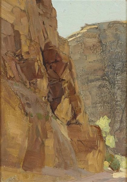 A Rocky Southwest Landscape Oil Painting by Frank Tenney Johnson