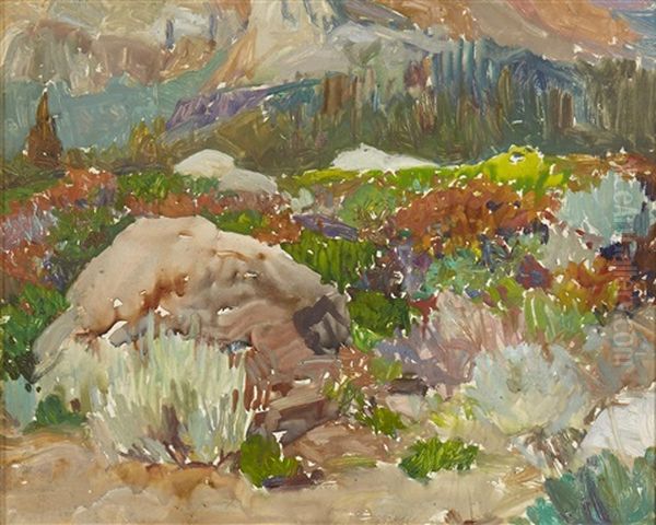 Spring Scene With Blooming Flowers Oil Painting by Frank Tenney Johnson