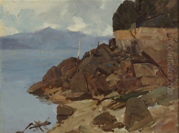 Coastal Study Oil Painting by Frank Tenney Johnson