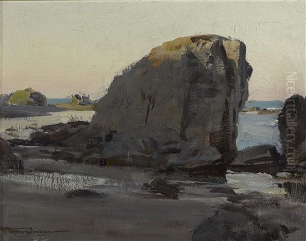 Morro Bay, Rock Oil Painting by Frank Tenney Johnson