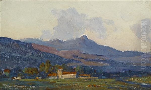 California Mission, San Juan Bautista Oil Painting by Frank Tenney Johnson