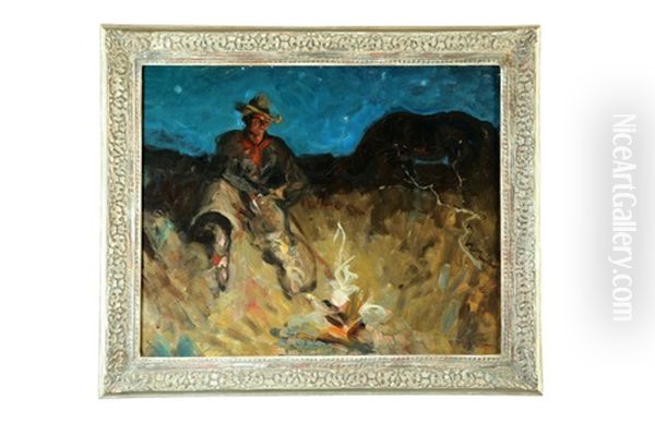 Cowboy And Campfire by Frank Tenney Johnson