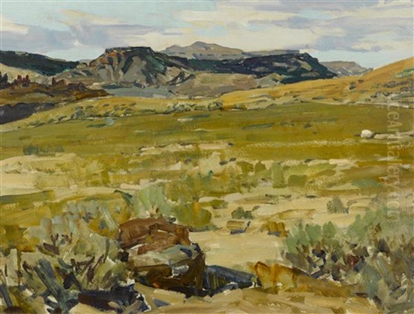 Wyoming Sand Brush Oil Painting by Frank Tenney Johnson