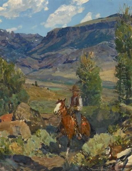 North Fork, Shoshone River, Wyoming Oil Painting by Frank Tenney Johnson