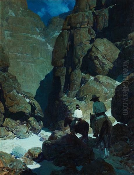 Moonlit Canyon Oil Painting by Frank Tenney Johnson