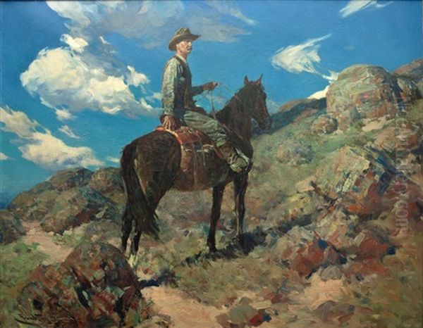 Range Boss Joe Ericson At The Swenson Land And Cattle Co., Inc. Oil Painting by Frank Tenney Johnson