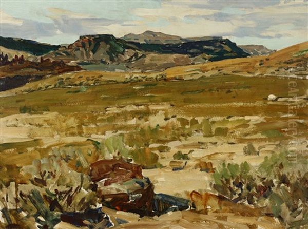 Wyoming Sand Brush Oil Painting by Frank Tenney Johnson