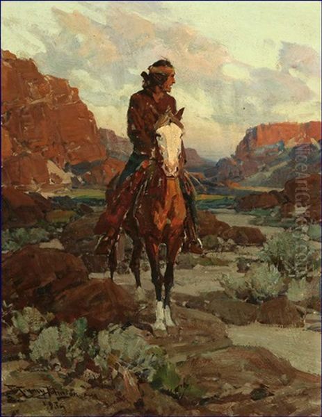 In The Evening Glow Oil Painting by Frank Tenney Johnson