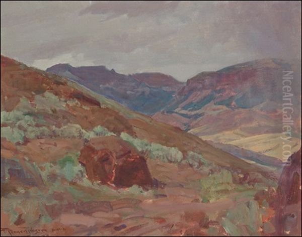 Wyoming Landscape Over Canyon Creek Oil Painting by Frank Tenney Johnson