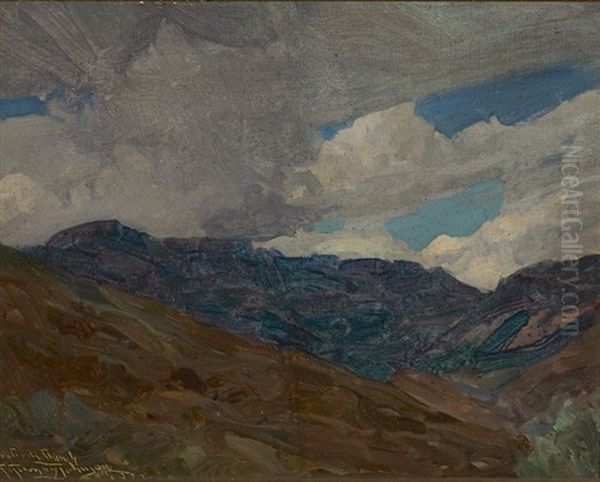 Trout Peak From Rim Rock Ranch In Wapiti, Wyoming Oil Painting by Frank Tenney Johnson