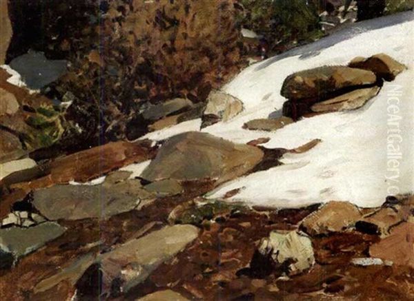 Wyoming Landscape, Snow Oil Painting by Frank Tenney Johnson