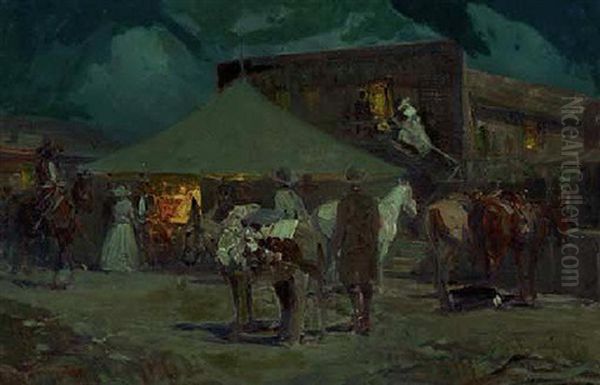 California's First Theater Oil Painting by Frank Tenney Johnson