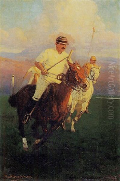 Playing Polo Oil Painting by Frank Tenney Johnson