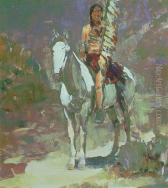 Night Chief Oil Painting by Frank Tenney Johnson