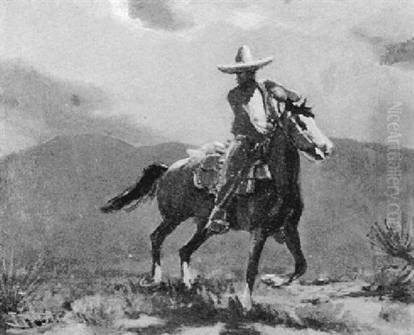 A Vaquero On Horseback Oil Painting by Frank Tenney Johnson