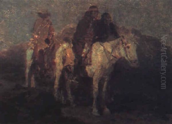 A Council On The Mesa Oil Painting by Frank Tenney Johnson