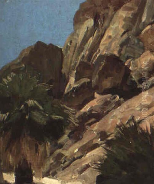 Palm Canyon Oil Painting by Frank Tenney Johnson