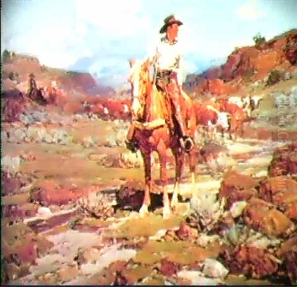 Spring Roundup Oil Painting by Frank Tenney Johnson