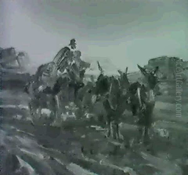 Mule Wagon Oil Painting by Frank Tenney Johnson