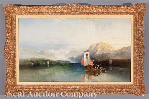 The Lake Of The Four Cantons: Lucerne Oil Painting by Harry John Johnson