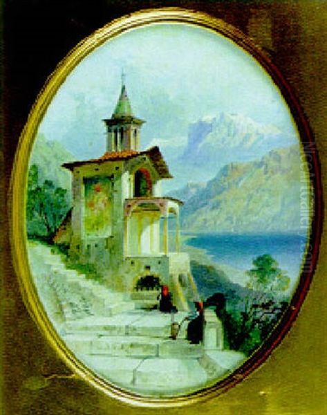 Shrine Of Our Lady Of The Rock, Locarno Oil Painting by Harry John Johnson