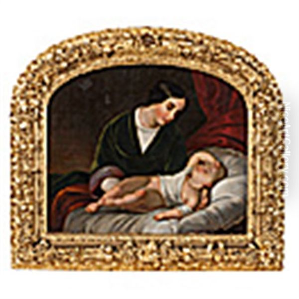 Portrait Of Mother And Child Oil Painting by Horace Chauncey Johnson