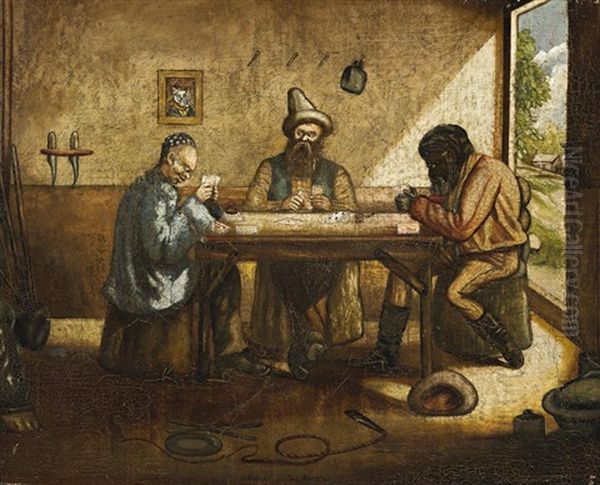 Euchre In The Bush Oil Painting by Joseph Colin Francis Johnson