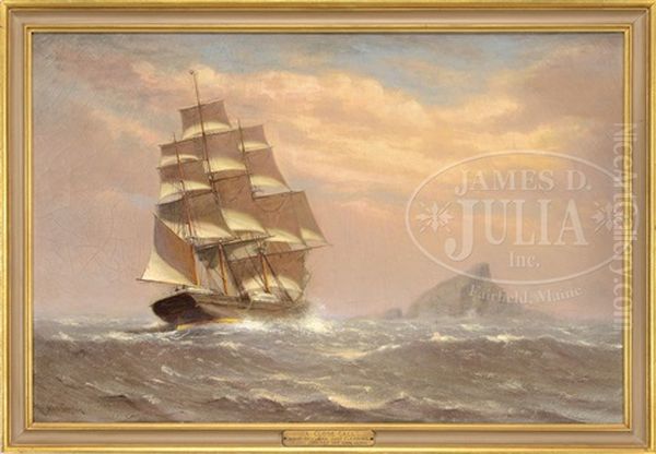 A Close Call - Ship Skylark Just Clearing Diego Ramirez Off Cape Hope Oil Painting by Marshall Johnson