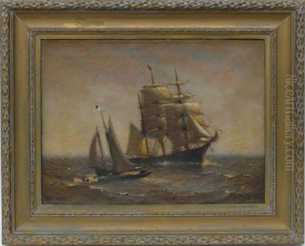 Ship At Sea, Full-sail Oil Painting by Marshall Johnson