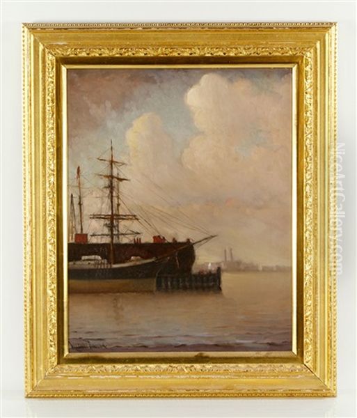 Ships At Dock Oil Painting by Marshall Johnson