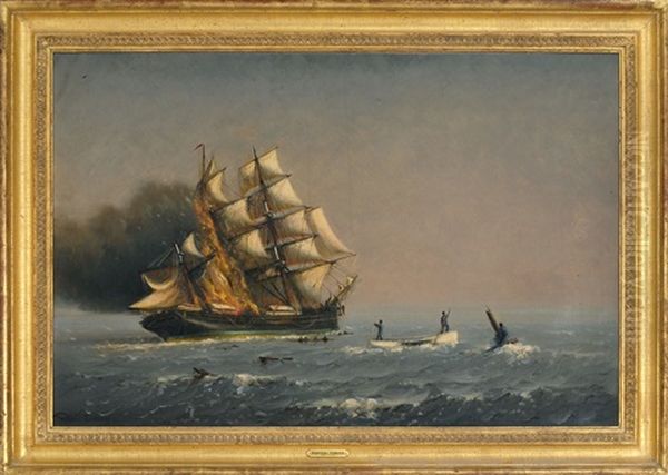 The Sunbeam Burning In Boston Harbor Oil Painting by Marshall Johnson